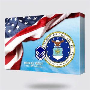 Personalized US Air Force Rustic American Flag MCMXLVII United States Air Force Canvas Wall Art – Gift For Military Personnel