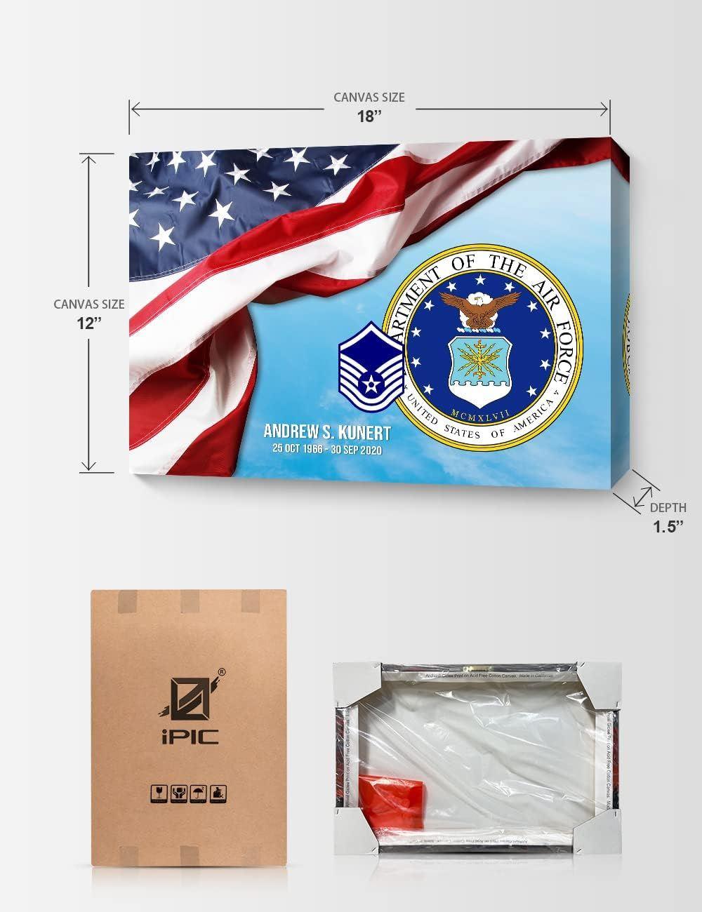 Personalized US Air Force Rustic American Flag MCMXLVII United States Air Force Canvas Wall Art – Gift For Military Personnel