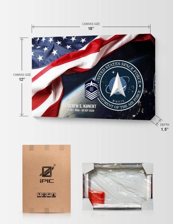 Personalized US Air Force Rustic American Flag MMXIX  United States Space Force Canvas Wall Art – Gift For Military Personnel