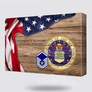 Personalized US Air Force Rustic American Flag Prints MCMXLVII Department Of The Air Force Canvas Wall Art – Gift For Military Personnel