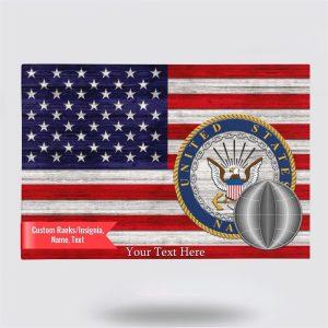 Personalized US Navy Canvas Print Military Soldier Veteran Motivational 4th Of July Canvas Wall Art – Gift For Military Personnel