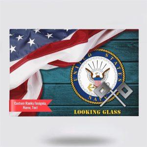 Personalized US Navy Canvas Print Of Service American Flag Independence Day Navy Canvas Wall Art – Gift For Military Personnel