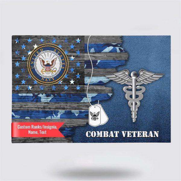 Personalized US Navy Canvas Print Of Service Navy Flag Canvas Wall Art – Gift For Military Personnel