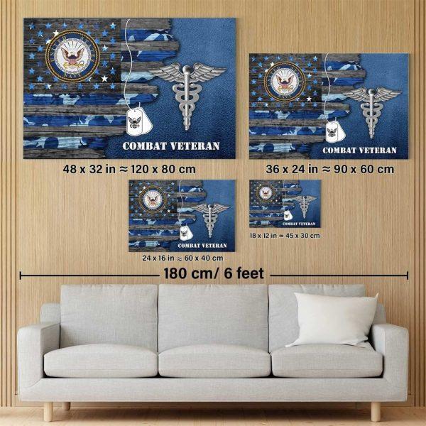 Personalized US Navy Canvas Print Of Service Navy Flag Canvas Wall Art – Gift For Military Personnel