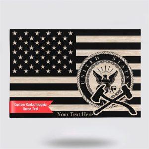 Personalized US Navy Canvas Print With Veteran Black And White Paintings 4th of July Navy Canvas Wall Art – Gift For Military Personnel