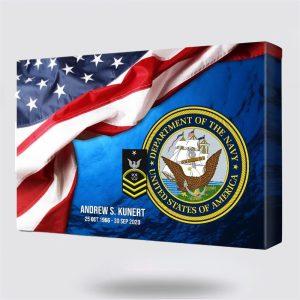 Personalized US Navy Rustic American Flag Department Of The US Navy Canvas Wall Art – Gift For Military Personnel