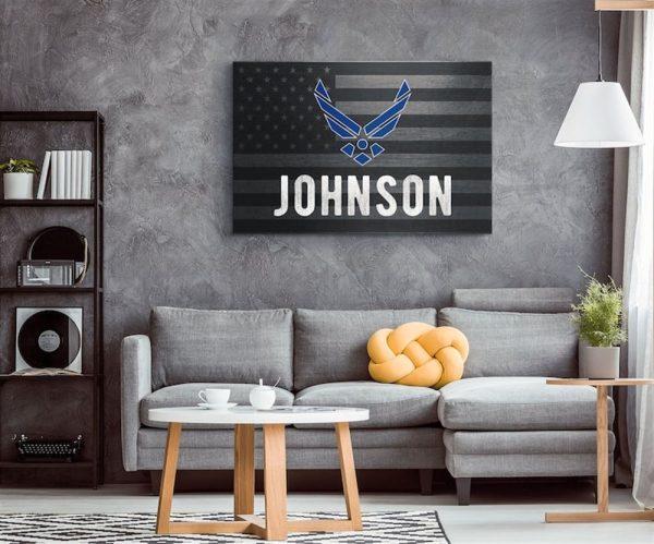 Personalized United States Air Force USAF American Flag Canvas Wall Art – Gift For Military Personnel