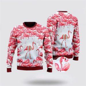 Pink Flamingo Christmas Village Ugly Sweater –…