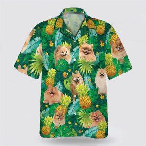 Pomeranian Dog Leaves Green Tropic Pattern Hawaiian Shirt Gift For Dog Lover 2 pcbl9m.jpg