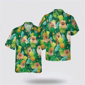 Pomeranian Dog Leaves Green Tropic Pattern Hawaiian Shirt Gift For Dog Lover 3 w1blpw.jpg