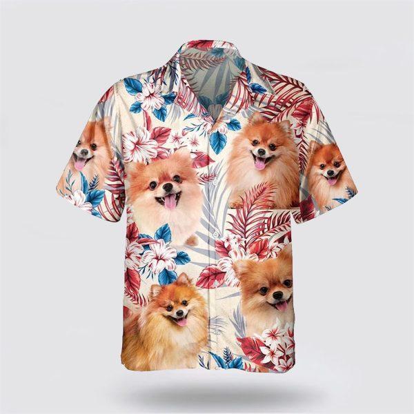 Pomeranian On The Red Flower Tropic Background Hawaiian Shirt – Pet Lover Hawaiian Shirts