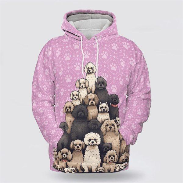 Poodle Dog On The Pink Background All Over Print Hoodie Shirt – Gift For Dog Lover