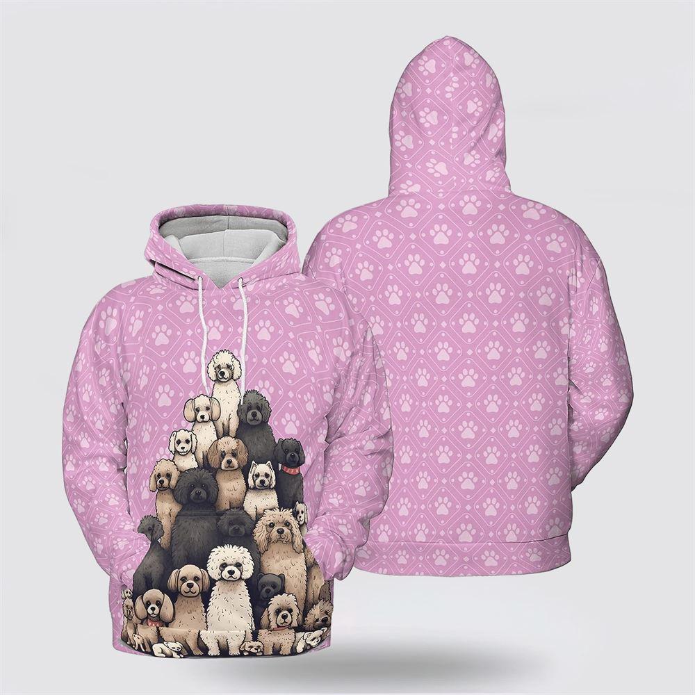 Poodle Dog On The Pink Background All Over Print Hoodie Shirt – Gift For Dog Lover Poodle Dog On The Pink Background All Over Print Hoodie Shirt – Gift For Dog Lover
