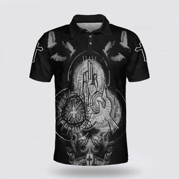 Praying Hands With Cross And Rose Fower Polo Shirt – Gifts For Christian Families