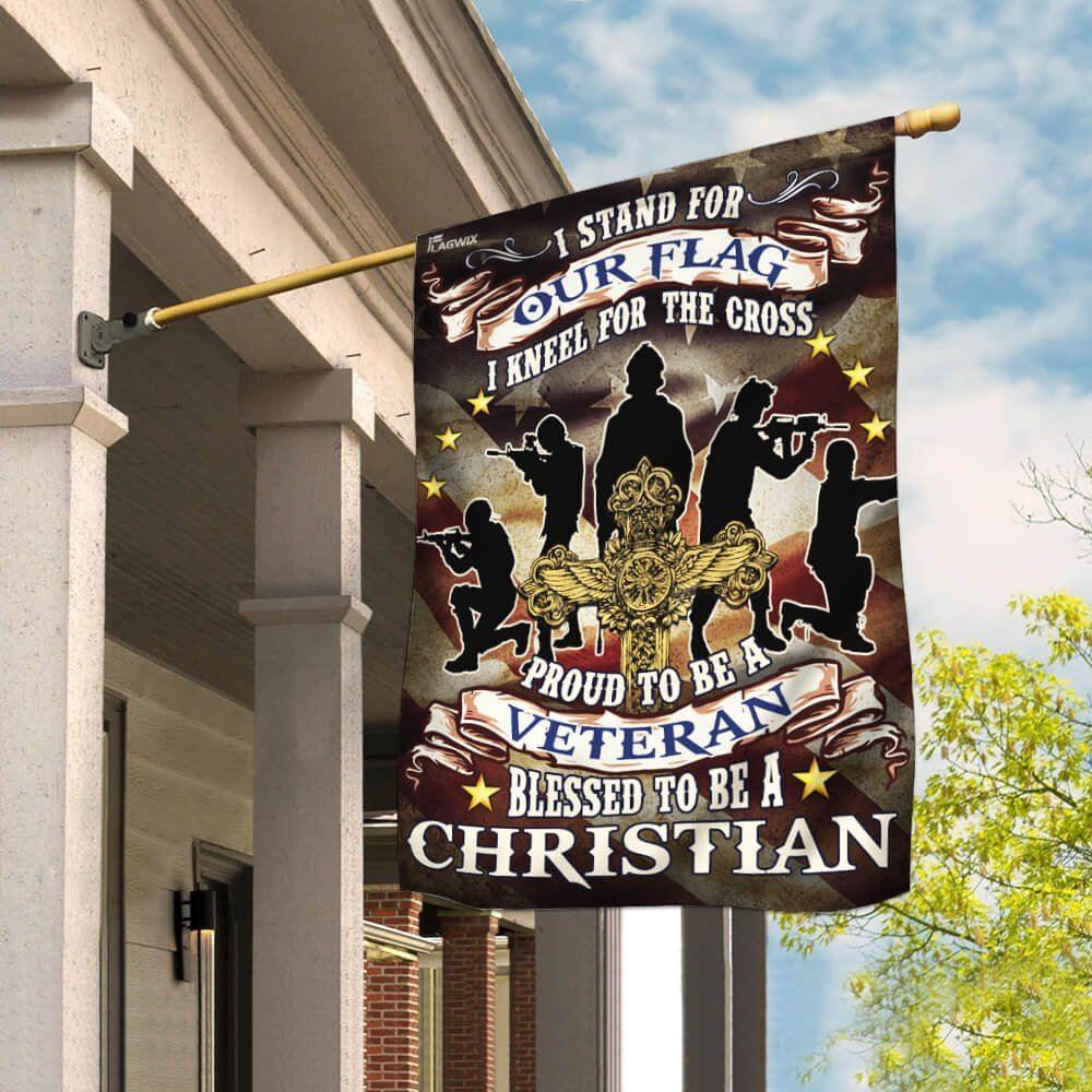 Proud To Be A Veteran. Blessed To Be A Christian Flag – Christian Flag Outdoor Decoration