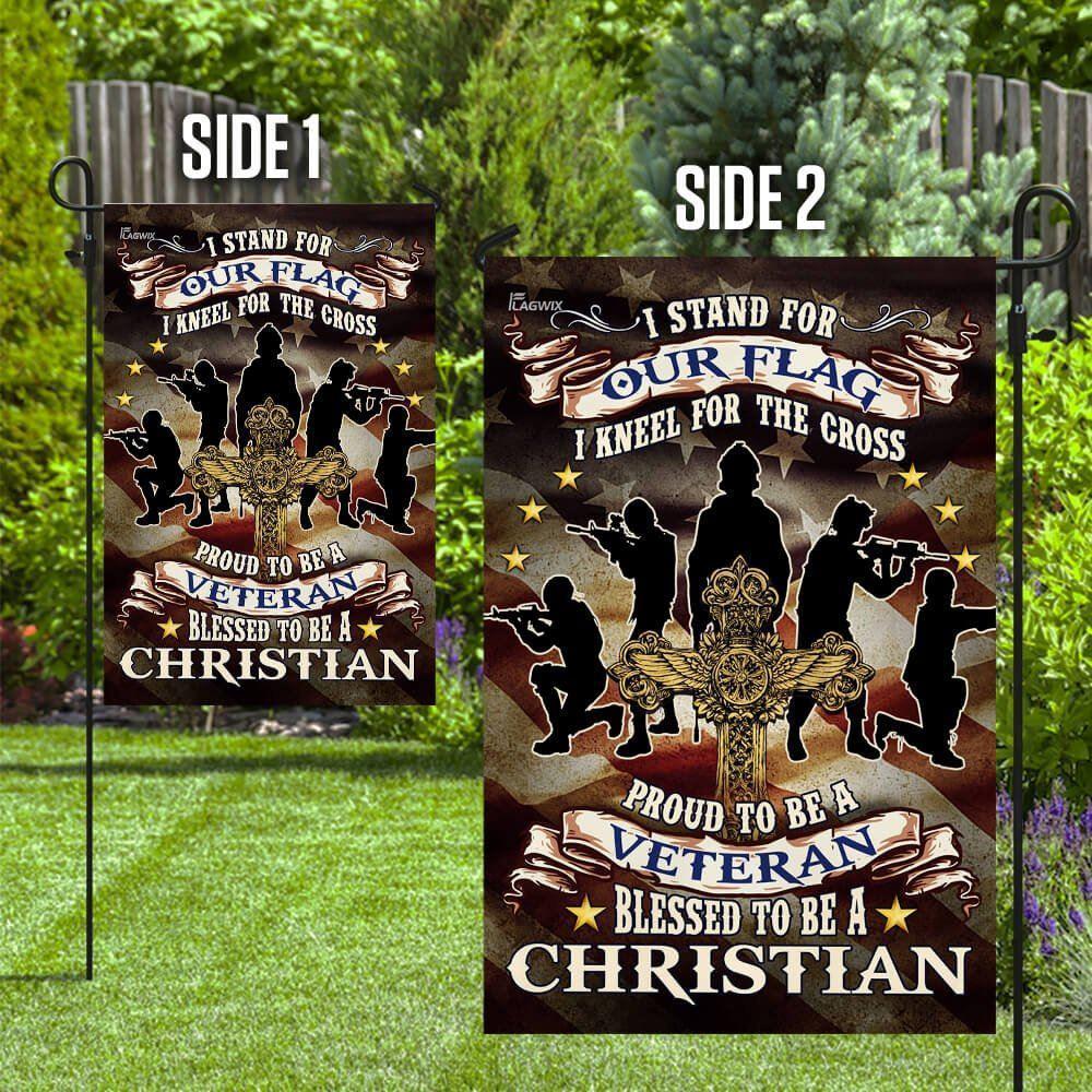 Proud To Be A Veteran. Blessed To Be A Christian Flag – Christian Flag Outdoor Decoration