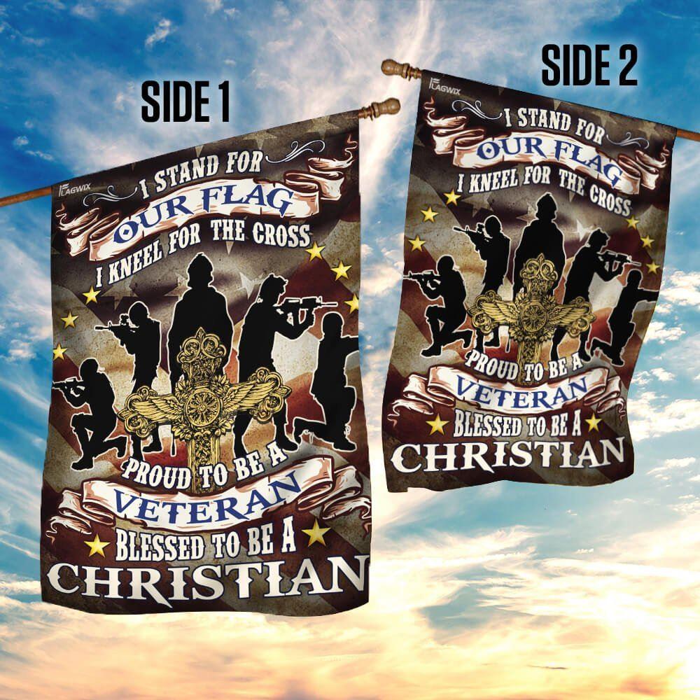 Proud To Be A Veteran. Blessed To Be A Christian Flag – Christian Flag Outdoor Decoration