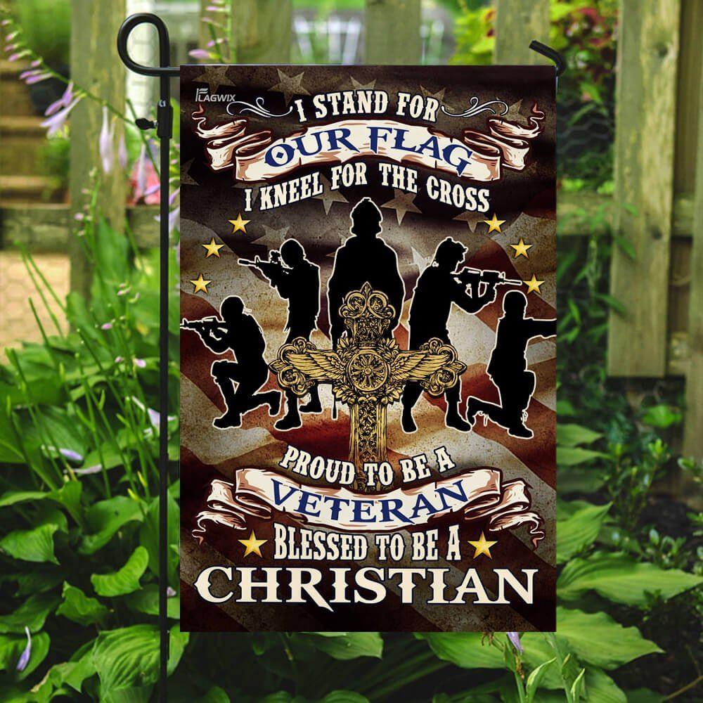 Proud To Be A Veteran. Blessed To Be A Christian Flag – Christian Flag Outdoor Decoration