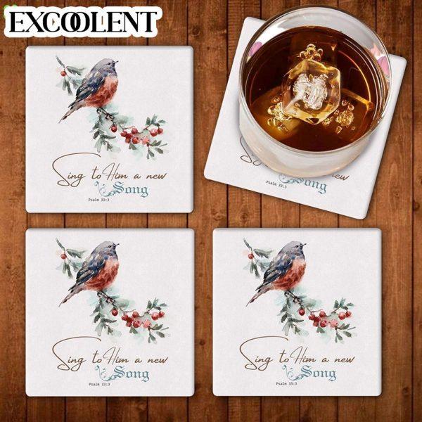Psalm 333 Sing To Him A New Song Stone Coasters – Coasters Gifts For Christian