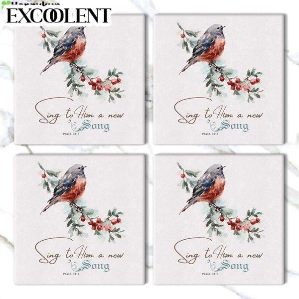 Psalm 333 Sing To Him A New Song Stone Coasters – Coasters Gifts For Christian