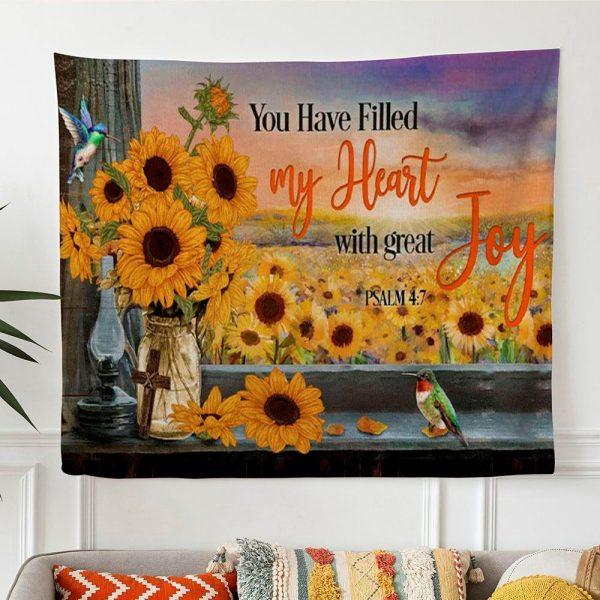 Psalm 47 You Have Filled My Heart With Great Joy Tapestry Wall Art – Gifts For Christian Families