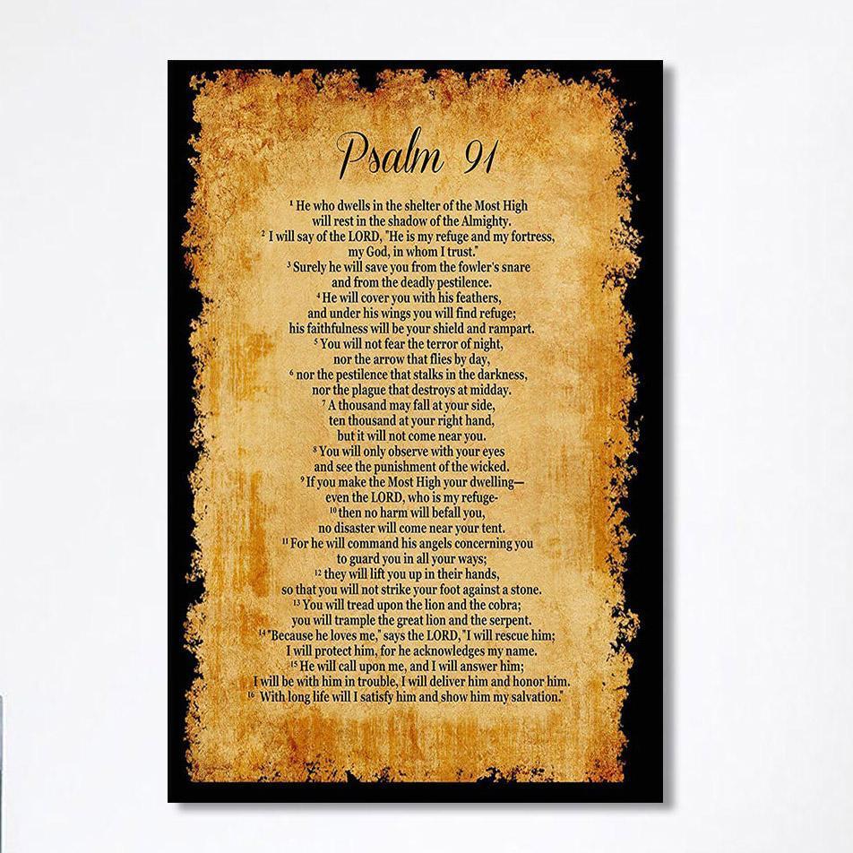 Psalm 91 – He Will Call Upon Me And I Will Answer Him Canvas Wall Print – Christian Wall Art Canvas