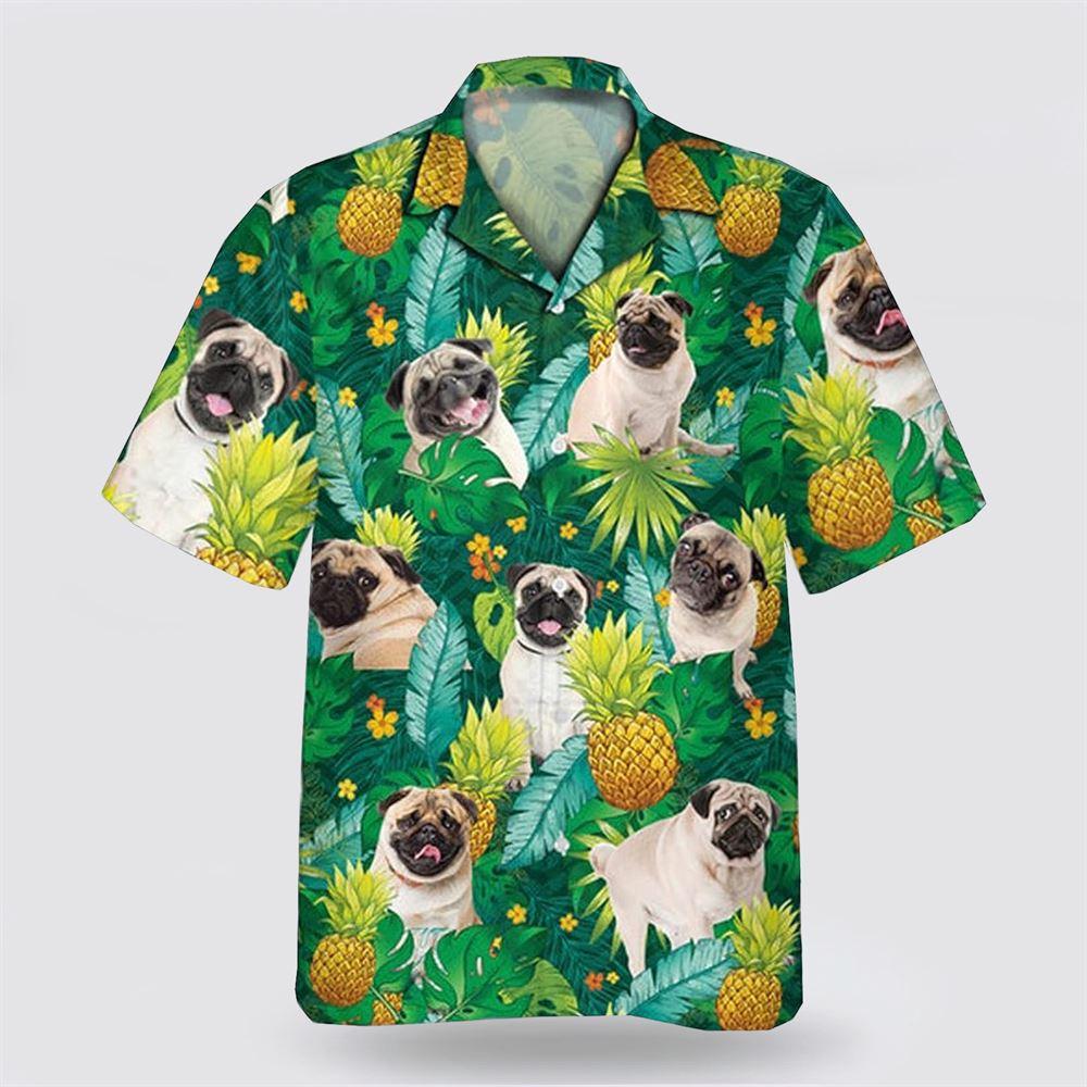 Pug Dog Leaves Green Tropic Pattern Hawaiian Shirt – Gift For Dog Lover Pug Dog Leaves Green Tropic Pattern Hawaiian Shirt – Gift For Dog Lover