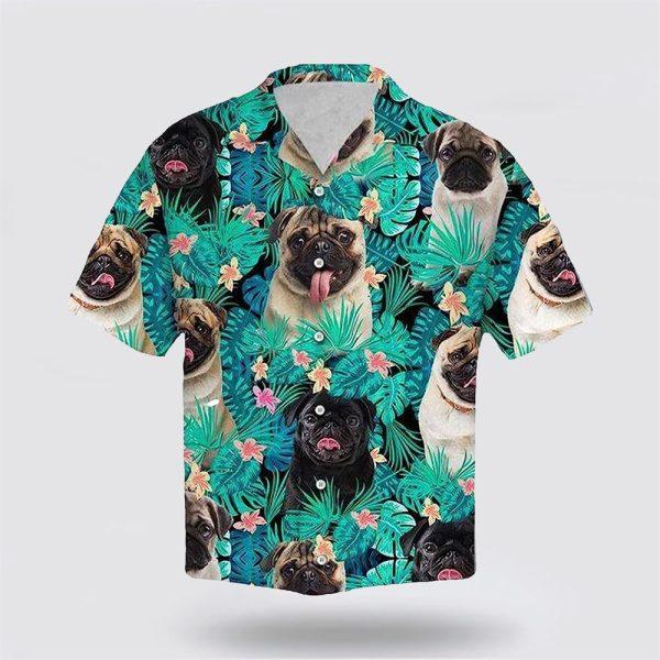 Pug Dog On The Green Tropic Background Hawaiian Shirt – Pet Lover Hawaiian Shirts
