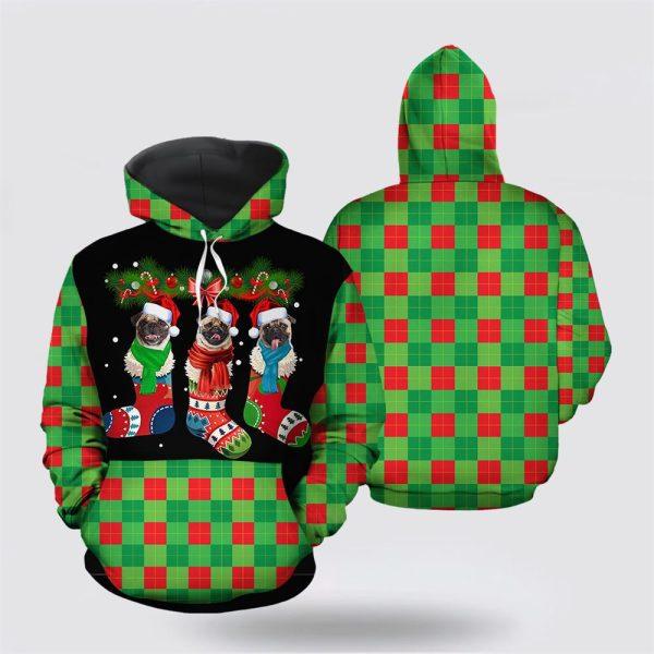 Pug Socks Christmas All Over Print 3D Hoodie – Pet Lover Christmas Hoodie