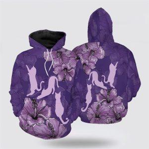 Purple Hibiscus Cat Christmas All Over Print…