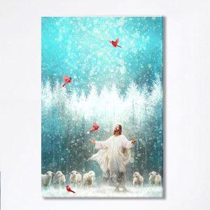 Radiance Jesus And Snow Cardinal Canvas Prints…