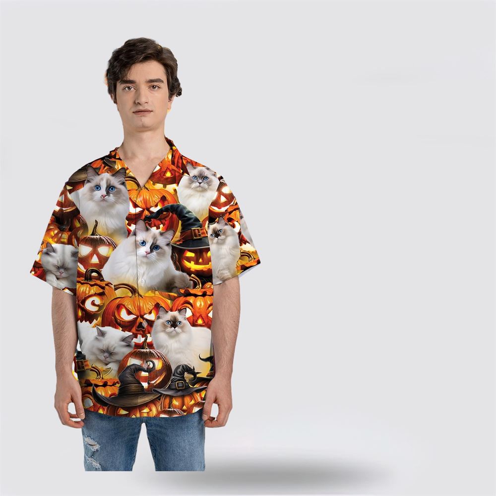 Radoll Cat Sphynx Cat Halloween Pattern Hawaiian Shirt – Gift For Cat Lover Radoll Cat Sphynx Cat Halloween Pattern Hawaiian Shirt – Gift For Cat Lover