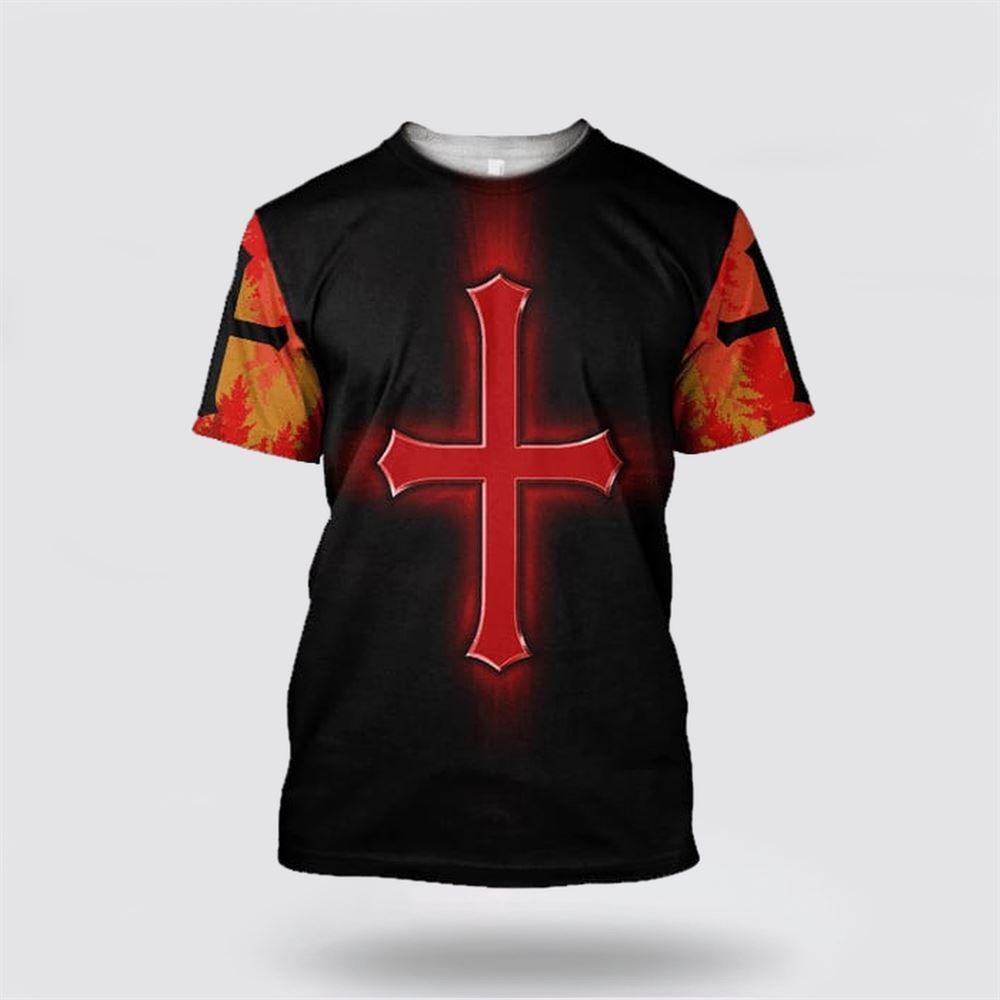 Red Cross Jesus All Over Print 3D T Shirt – Gifts For Christians Red Cross Jesus All Over Print 3D T Shirt – Gifts For Christians