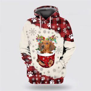 Red Dachshund In Snow Pocket Merry Christmas…