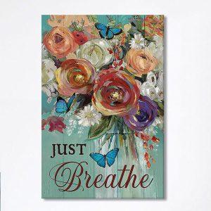 Red Rose Just Breathe Canvas – Christian…