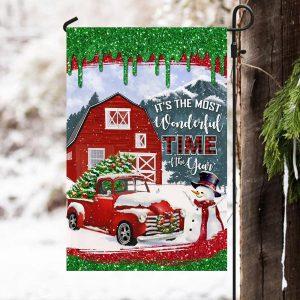 Red Truck Christmas Flag It's The Most Wonderful Time Of The Year Flag 3
