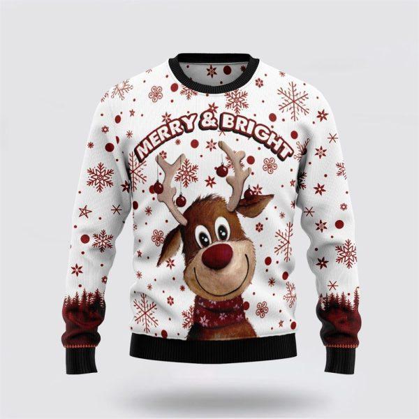 Reindeer Merry & Bright Ugly Christmas Sweater – Sweater Gifts For Pet Lover