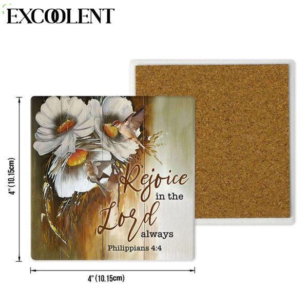 Rejoice In The Lord Always Philippians 44 Stone Coasters – Coasters Gifts For Christian