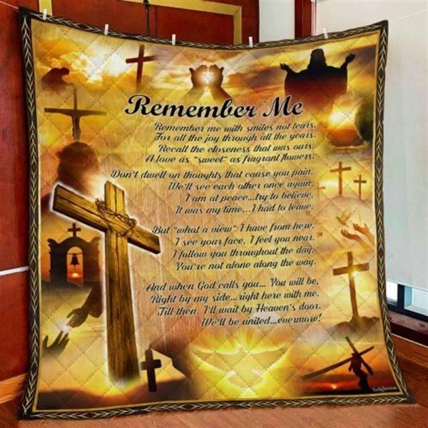 Remember Me God Jesus Cross Christian Quilt Blanket – Christian Gift For Believers