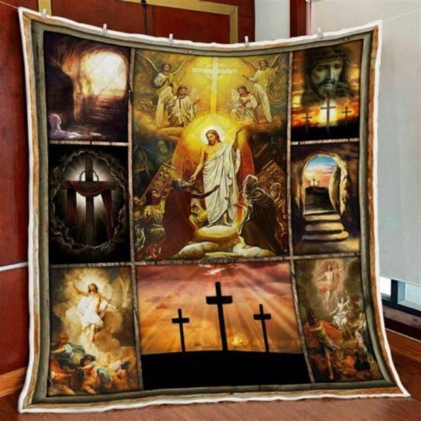Resurrection Of Jesus Easter Christian Quilt Blanket – Christian Gift For Believers