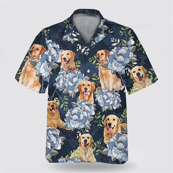 Retriever On The Blue Flower Background Hawaiian Shirt – Pet Lover Hawaiian Shirts