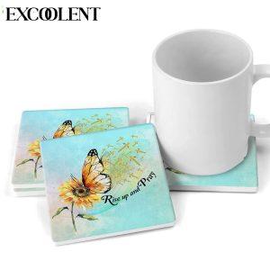 Rise Up And Pray Butterfly Sunflower Stone Coasters Coasters Gifts For Christian 2 cnlfob.jpg