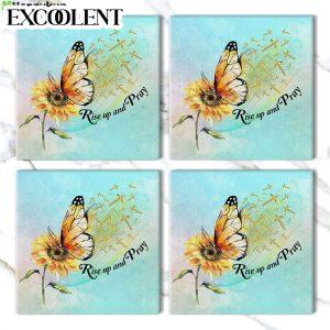 Rise Up And Pray Butterfly Sunflower Stone Coasters Coasters Gifts For Christian 3 hsdjsd.jpg