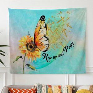 Rise Up And Pray Butterfly Sunflower Tapestry…