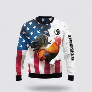 Rooster American Flag Ugly Christmas Sweater –…