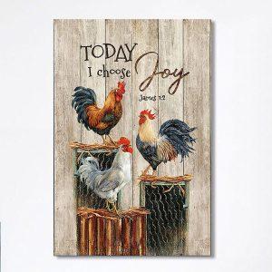 Rooster Today I Choose Joy Canvas Wall…