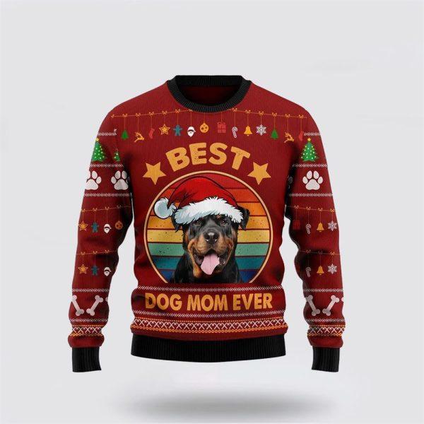 Rottweiler Best Dog Mom Ever Ugly Christmas Sweater – Dog Lover Christmas Sweater