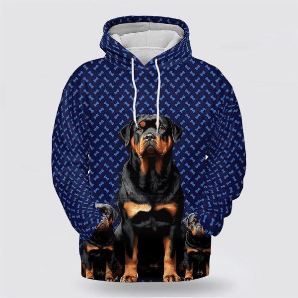 Rottweiler Dog On The Blue background All Over Print Hoodie Shirt – Gift For Dog Lover