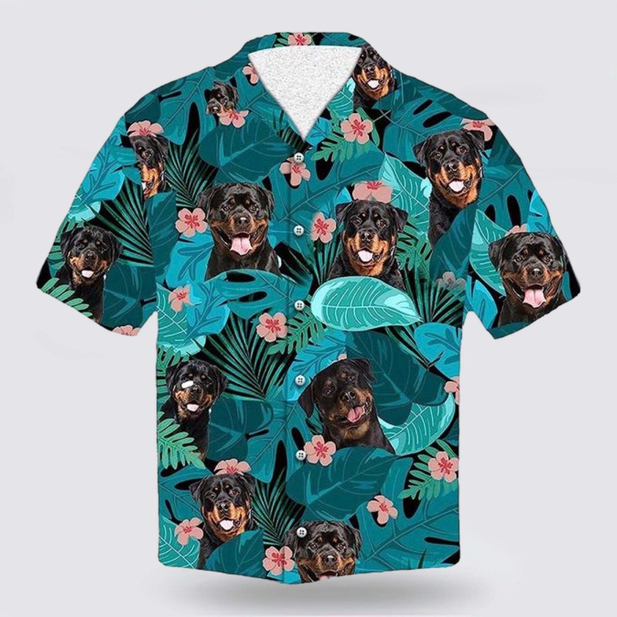 Rottweiler Dog On The Green Tropic Background Hawaiian Shirt – Pet Lover Hawaiian Shirts Rottweiler Dog On The Green Tropic Background Hawaiian Shirt – Pet Lover Hawaiian Shirts