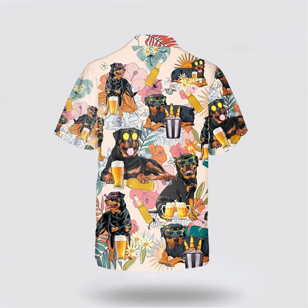 Rottweiler Dog With Yellow Beer Tropic Pattern Hawaiian Shirt – Gift For Dog Lover